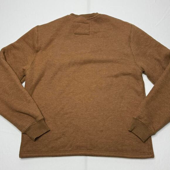 Coleman Sherpa Lined Henley Pullover L Brown Cotton Blend Fleece - Picture 4 of 5